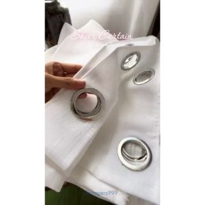 Aesthetic Sheer Curtain Window 6ft 7ft 8ft For Door Thick Makapal Lace Home Living Textile Decor Decoration Kurtina Elegant Curtains Living Room Kitchen Lace White Curtain W/ Ring Curtains Home Kurtina Blinds Set Curtain for Window Light & Privacy