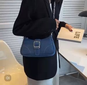 Chic Denim Shoulder Bag Trendy Fall Winter 2025 Womens Unique Design Crossbody Single Shoulder Underarm Square Bag