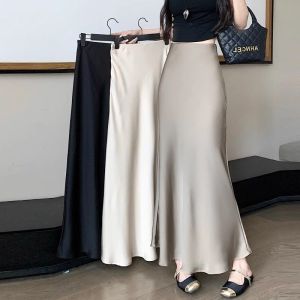 Elegant Mid-Length A-Line Skirt Womens High Waist Hip Covering Summer Fashion Sense Half Body Skirt Commute Style Pleated