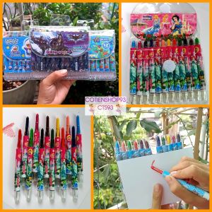 Bút sáp màu vặn Rolling crayon bộ 12 màu sắc chuẩn loại đẹp màu tươi sáng bé thích sáng tạo cotienshop93