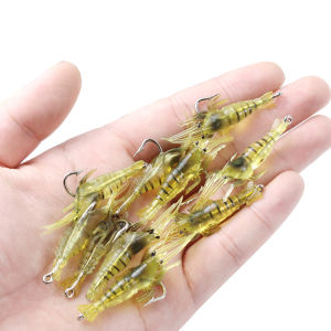 10PCS Artificial Soft Shrimp Lure 4cm Simulation Soft Shrimp Bait with Sharp Hook
