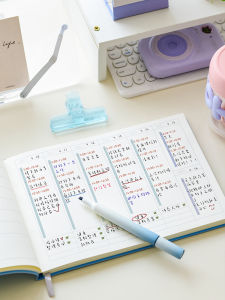 Large Soft Leather B5 Notebook Horizontal Flip Self-Filled Weekly Calendar Memo Book Daily Plan Table Todo List Business Planner