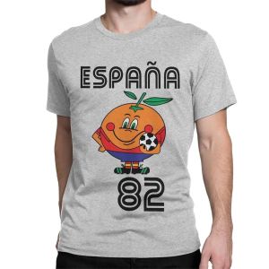 Naranjito T-shirt Mens High Quality Round Neck Spain 82 Spanish Mascot 1982 Football T-shirt Top