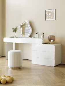 JINWUCANGJIAO | Modern Minimalist Cream White Adjustable Dressing Table
