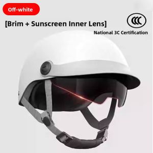 Womens Electric Bicycle Riding Safety Helmet Breathable Summer Hat Brim Sun Protection Dual Tone Ventilated Comfortable 3C Certified