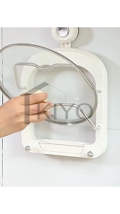KIYO Rak Organizer Gantungan Tempel Tutup Panci Kuali / Gantungan Pot Lid Perlengkapan Dapur Minimalis / Gantungan Organizer Tutup Kuali Panci Kuat Kokoh Stainless Steel