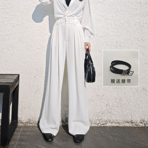 Quần Ống Rộng Màu Trắng Cạp Cao Cho Nữ Quần Dài Thường Ngày Dáng Rộng Thiết Kế Đơn Giản Mùa Thu Quần Ống Đứng