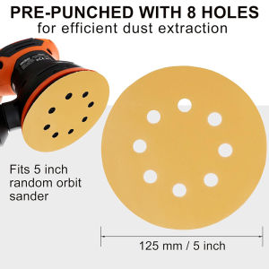 20 Pcs 5 Inch 8 hole 125mm Yellow Sanding Discs Hook & Loop Sand Paper 40-800 Grit Grinding Disc Abrasive Polishing Tool