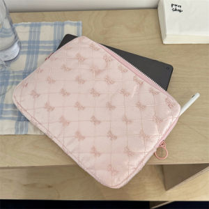 กระเป๋าแล็ปท็อปใหม่ Ins ปักโบว์ลูกไม้แท็บเล็ตพีซีกระเป๋าบุกันกระแทกสำหรับ9.7 11 13 14 15 15.6นิ้ว