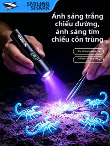SMILING SHARK | Đèn Pin Sạc Được Zoom Công Suất Cao Ánh Sáng Kép UV & Trắng Dành Cho Săn Bọ Cạp