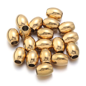 20-50pcs Stainless Steel Rice Beads Gold Color Loose Spacer Oval Beads For DIY Handmade Bracelet Necklace Jewelry Accessories