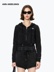 ANN ANDELMAN | Galaxy Series Starry Sky Rhinestone Washed Hoodie and Shorts Set