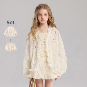iplant | Girls Summer Embroidery Lace Outfit
