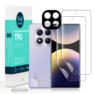 Ibywind For Xiaomi Redmi Note 14 Pro 4G Screen Protector(Pack fo 2)with 1pc Metal Lens Protector1pc Carbon Fiber Back FIlmEasy Install Kit
