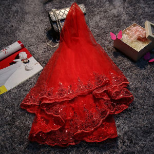 Short Lace Trim Bridal Veil & Korean Style Wedding Dress Headpiece: Simple Fairy Tale Forest System Photography Prop