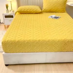 Teflon Coral Fleece Mattress Cover Milk Bed Flannel Protective Single Piece Sheet Thickened milk fleece bed cover all-wrapped bed sheet dust cover for mattress