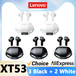 5PCS Lenovo XT53 Wireless Earphones Bluetooth 5.4 LED Digital Display HiFi Sport Earbuds Low Latency Gaming Headphones Wholesale
