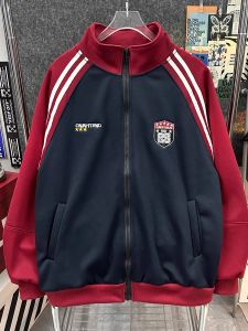 American Retro Stand Collar Sweater Mens and Womens Spring and Autumn New Arrival Trendy Preppy Style Embroider Couple Loose Cardigan Coat