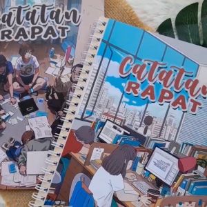 BUKU CATATAN RAPAT KARTUN COKLAT UK A5 JILID SPIRAL 100 HAL
