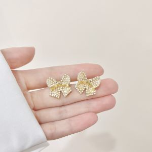 Hoa Tai Ngọc Trai Kiểu Pháp Sang Trọng Cho Nữ Mùa Xuân Hè 2024 Thời Trang Đa Năng Kẹp Tai Kết Thắt Nút Bướm Thanh Lịch