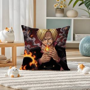 Bandai | One Piece Monkey D Dragon Anime Plush Pillow Cover Soft Short Plush Cushion Cover For Sofa Bedroom Home Decor Gift Decoration