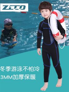 Kids Thermal Swimsuit Girl 3mm Thickened One-Piece Childrens Girl Diving Suit Boy Cold Protection in Winter Long Sleeves