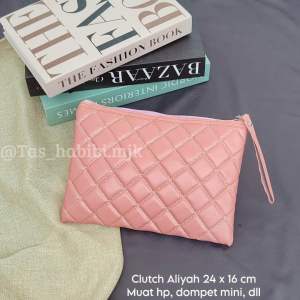 ( Ready Stok ) Clutch Aliyyah Simpel Full Bordir Free Tali Pendek - Tas Wanita Premium Termurah Grosir 10+ Warna