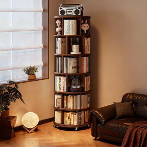 MU FENG ZHI NAN | Rotatable Wall-leaning Bookshelf Wooden Storage Rack