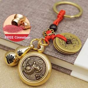 2026 Feng Shui Good Lucky Charm The Fortune of The 12 Zodiac Rotating Pendant Wealth Safe Key Chain