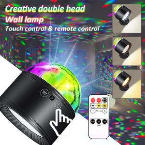 LED Stage Disco Light Double Head Wall Lamp Rotating DJ Ball Strobe Touch Remote Control RGB Night Lights Party Club Laser Lamps