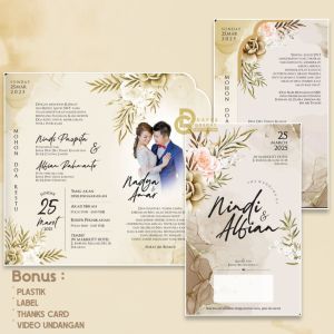 Undangan Pernikahan Tema Bunga DG.81.Indie (Isi 100 Pcs) | Free Plastik Label Thanks Card dan Video Undangan Digital | Cetak Kartu Undangan Murah