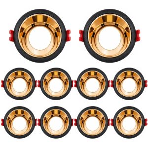 JOYINLED GU10 MR16 Spotlight Lamp Frame 63mm Cutout Recessed Downlight Holder Round Ceiling Light Fixture Black Gold Bulb Holder