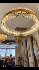 Circular Oval Crystal Pendant Lamp Living Room Bedroom Decorative Light Super Bright Luxury Chandelier