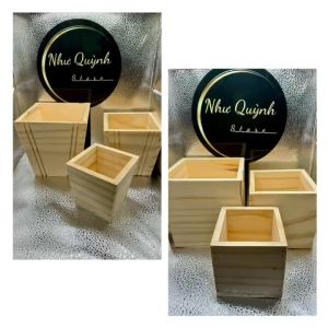 Chậu gỗ hộp gỗ dùng cắm hoa để bút viết cọ vẽ ...