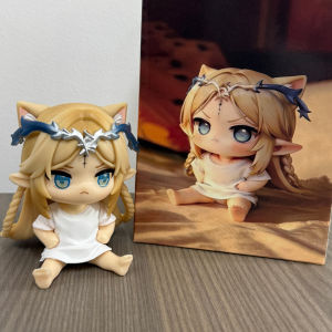 Bandai | Cartethyia Cat Ears Sitting Anime Figure 10cm Q Version Model Statue Trendy Toy Desktop Ornament Decoration Gift For Anime Fans