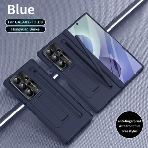 Hinge Protection Phone Case For Samsung Galaxy Z Fold 8 7 6 TriFold Front Tempered Glass Hidden Kickstand S Pen Slot Cover