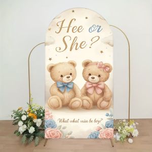 VIKAMA Adorable Bear Arch Backdrop Blue And Pink Dual Colour Gender Reveal Party Arch Backdrop Birthday Party Decorations
