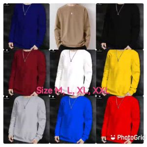 Diskon Sweater Keren Kaos Pria Distro Polos Lengan Panjang Sweatshirt Cowok Elegan Crewneck Trendy