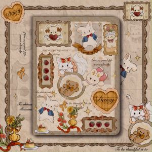 เคสไอแพด Gen9 Air6 11 Gen10 ที่ใส่ปากกา กระต่ายย้อนยุค เคส iPad Air5 10.9 Pro11 2024 MINI7 Air7 Gen11 Air13 Pro13 2024