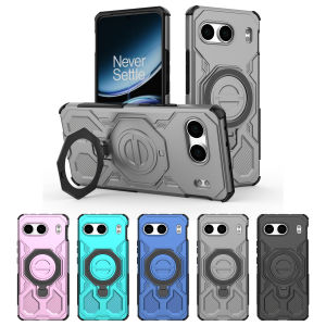 Magnetic Phone Case With Ring Holder Kickstand For Magsafe OnePlus Nord 4 5G Nord4 Carbon Fiber Anti Shock Camera Protect Cover