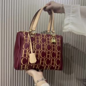 CH | CH Elegant Leather Handbag Women CH Monogram Print Top Handle Shoulder Bag Daily Casual Wear Party Outfit