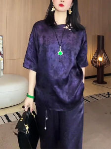 New Chinese Style Pure Color Short Sleeve Womens Top Large Size Summer High End Luxury Brand Commute Korean Version T-shirt