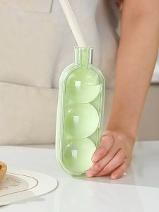 แม่พิมพ์ไอศกรีม 2in1 พร้อมฟาง ที่ทำน้ำแข็งก้อนกลม วัสดุ PP เกรดอาหาร มีฝาปิด แม่พิมพ์ก้อนน้ําแข็ง DIYไอติม