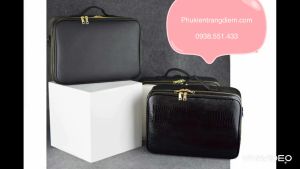Size 41cm - Cốp Da Đựng Đồ Trang Điểm Chuyên Nghiệp - Màu Đen - Kèm Dây Đeo - BH 12 Tháng