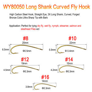 50PCS Classic Barb & Barbless Fishing Fly Hook Fly Tying Hook for Dry Fly Wet Fly Jig Nymphs Shrimp Nymph Caddis Streamer