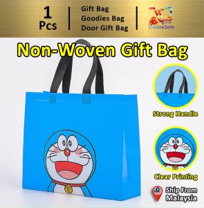Doraemon Non Woven Blue Fabric Bag Goodies Bag Gift Bag (139) Doraemon Tote Student Kindergarten Children Kids School Birthday Storage Packaging Beg