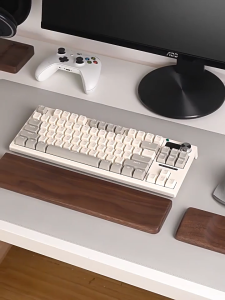 Solid Wood Keyboard Wrist Rest - Multiple Sizes (60/87/104 Keys) Custom Length with Anti-Slip Base for Typing & Gaming