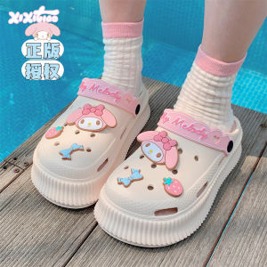 รองเท้าแตะแบบมีรูสำหรับผู้หญิง ทรงหัวมน พื้น EVA สวมใส่สบาย รองเท้าแตะแบบลำลองสำหรับฤดูร้อน สวมใส่สบายในช่วงฤดูร้อน