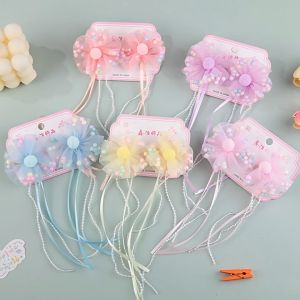 2pcs Cute Sweet Color Girl Hair Clip Hair Pin Chinese Flower Princess CNY