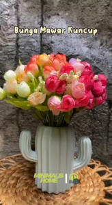 Bunga Mawar Kuncup Kecil Rose Mini Plastik Bunga Artificial Tanpa Pot